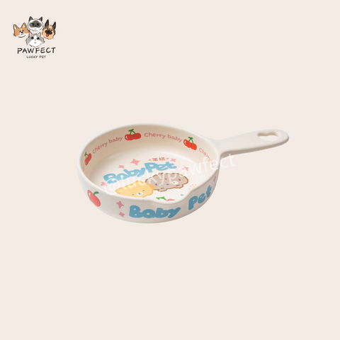 Pan Ceramic Pet Bowl Single Handle